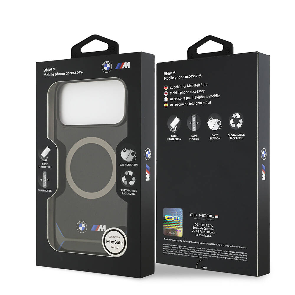 Apple iPhone 17 Pro Max Kılıf BMW Orjinal Lisanslı M-safe Şarj Özellikli Metal Buton Tasarımlı IML Baskılı M Dizayn Kapak - 9