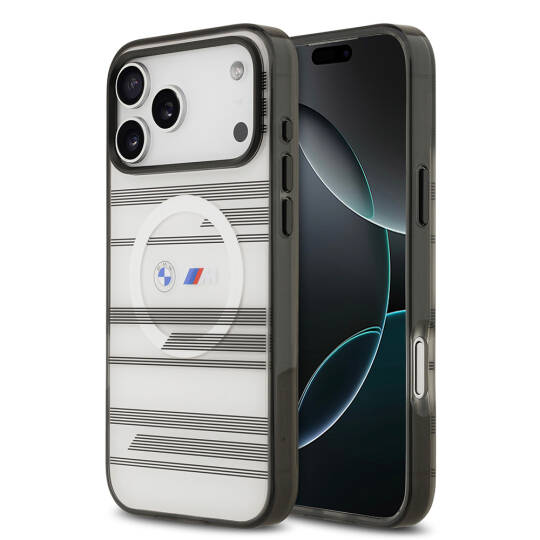 Apple iPhone 17 Pro Max Kılıf BMW Orjinal Lisanslı M-safe Şarj Özellikli Metal Kamera Butonlu Yatay Şeritli M Dizayn Kapak - 4