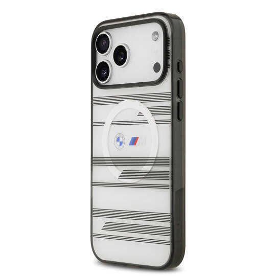 Apple iPhone 17 Pro Max Kılıf BMW Orjinal Lisanslı M-safe Şarj Özellikli Metal Kamera Butonlu Yatay Şeritli M Dizayn Kapak - 5
