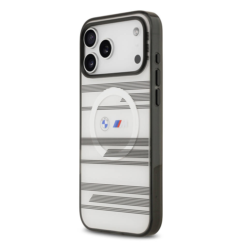 Apple iPhone 17 Pro Max Kılıf BMW Orjinal Lisanslı M-safe Şarj Özellikli Metal Kamera Butonlu Yatay Şeritli M Dizayn Kapak - 5