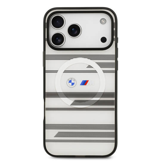 Apple iPhone 17 Pro Max Kılıf BMW Orjinal Lisanslı M-safe Şarj Özellikli Metal Kamera Butonlu Yatay Şeritli M Dizayn Kapak - 6