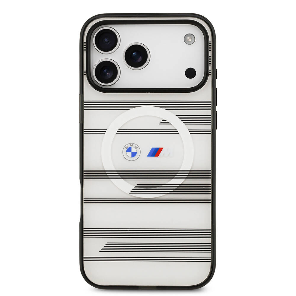 Apple iPhone 17 Pro Max Kılıf BMW Orjinal Lisanslı M-safe Şarj Özellikli Metal Kamera Butonlu Yatay Şeritli M Dizayn Kapak - 6