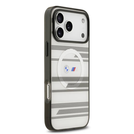 Apple iPhone 17 Pro Max Kılıf BMW Orjinal Lisanslı M-safe Şarj Özellikli Metal Kamera Butonlu Yatay Şeritli M Dizayn Kapak - 7