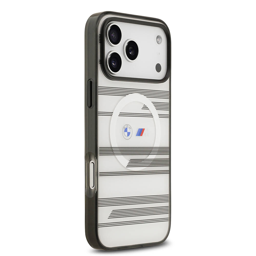 Apple iPhone 17 Pro Max Kılıf BMW Orjinal Lisanslı M-safe Şarj Özellikli Metal Kamera Butonlu Yatay Şeritli M Dizayn Kapak - 7