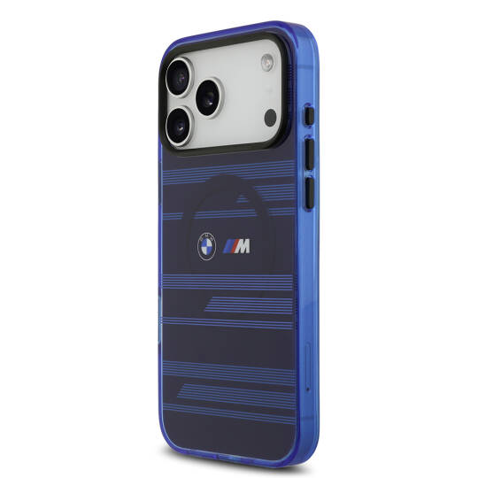 Apple iPhone 17 Pro Max Kılıf BMW Orjinal Lisanslı M-safe Şarj Özellikli Metal Kamera Butonlu Yatay Şeritli M Dizayn Kapak - 12