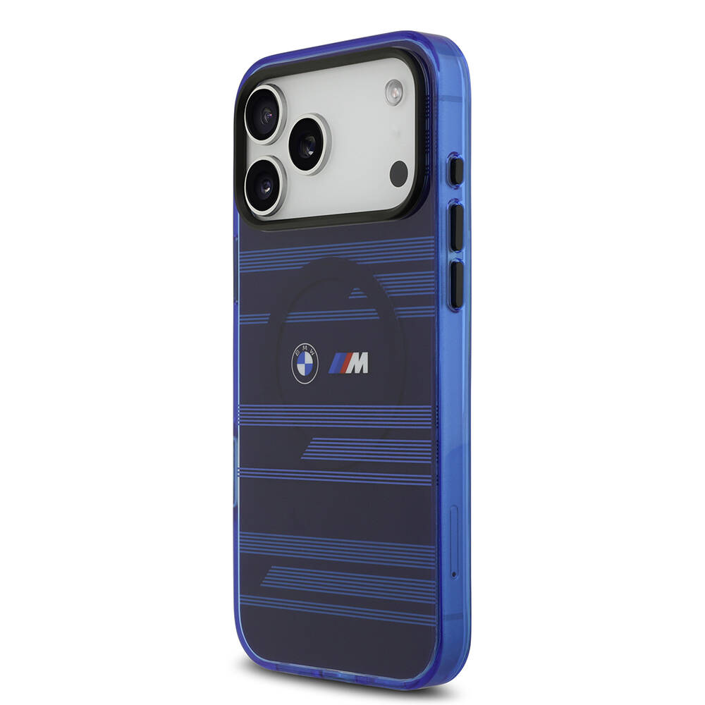 Apple iPhone 17 Pro Max Kılıf BMW Orjinal Lisanslı M-safe Şarj Özellikli Metal Kamera Butonlu Yatay Şeritli M Dizayn Kapak - 12