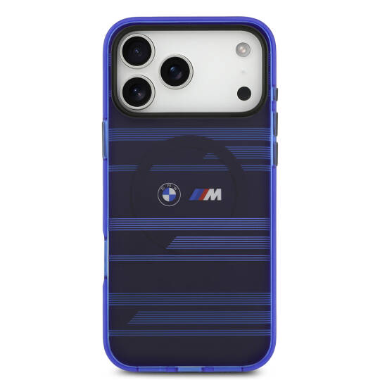 Apple iPhone 17 Pro Max Kılıf BMW Orjinal Lisanslı M-safe Şarj Özellikli Metal Kamera Butonlu Yatay Şeritli M Dizayn Kapak - 13