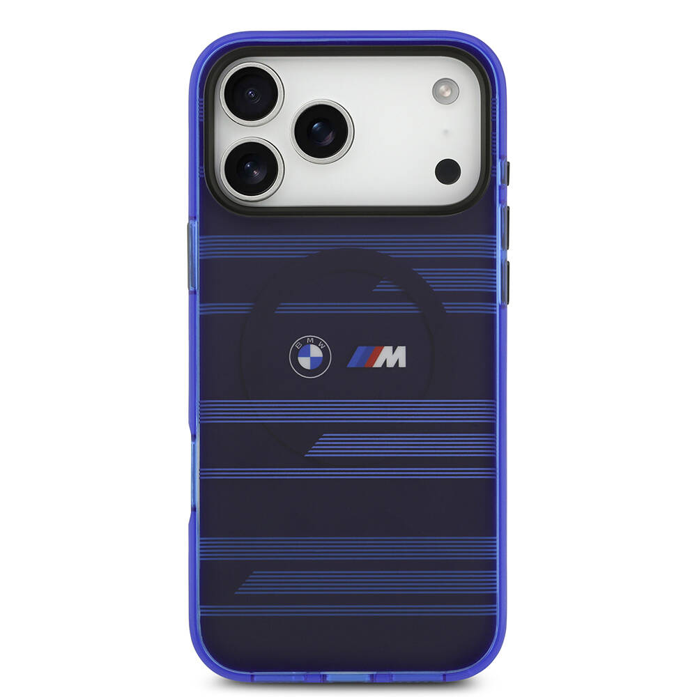 Apple iPhone 17 Pro Max Kılıf BMW Orjinal Lisanslı M-safe Şarj Özellikli Metal Kamera Butonlu Yatay Şeritli M Dizayn Kapak - 13