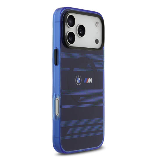Apple iPhone 17 Pro Max Kılıf BMW Orjinal Lisanslı M-safe Şarj Özellikli Metal Kamera Butonlu Yatay Şeritli M Dizayn Kapak - 14