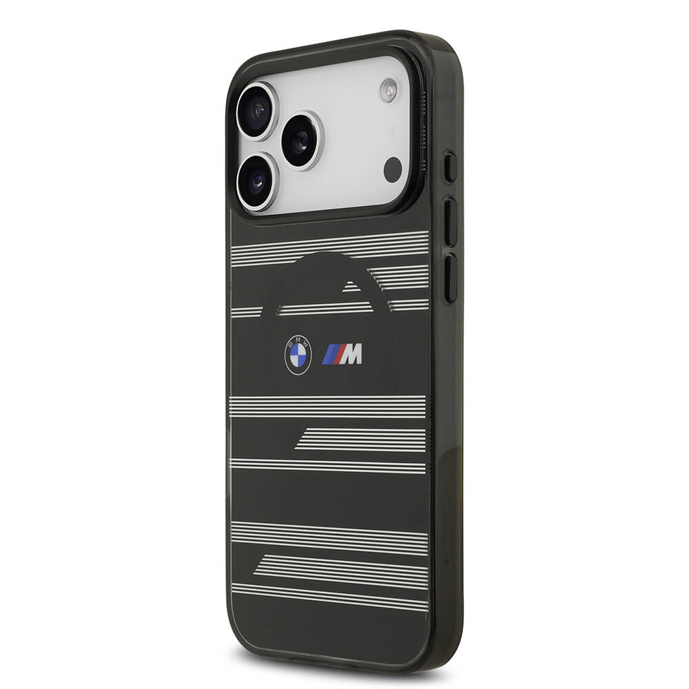 Apple iPhone 17 Pro Max Kılıf BMW Orjinal Lisanslı M-safe Şarj Özellikli Metal Kamera Butonlu Yatay Şeritli M Dizayn Kapak - 19