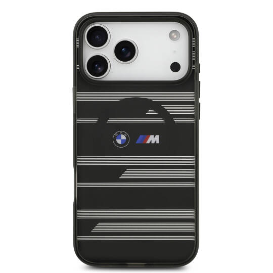 Apple iPhone 17 Pro Max Kılıf BMW Orjinal Lisanslı M-safe Şarj Özellikli Metal Kamera Butonlu Yatay Şeritli M Dizayn Kapak - 20