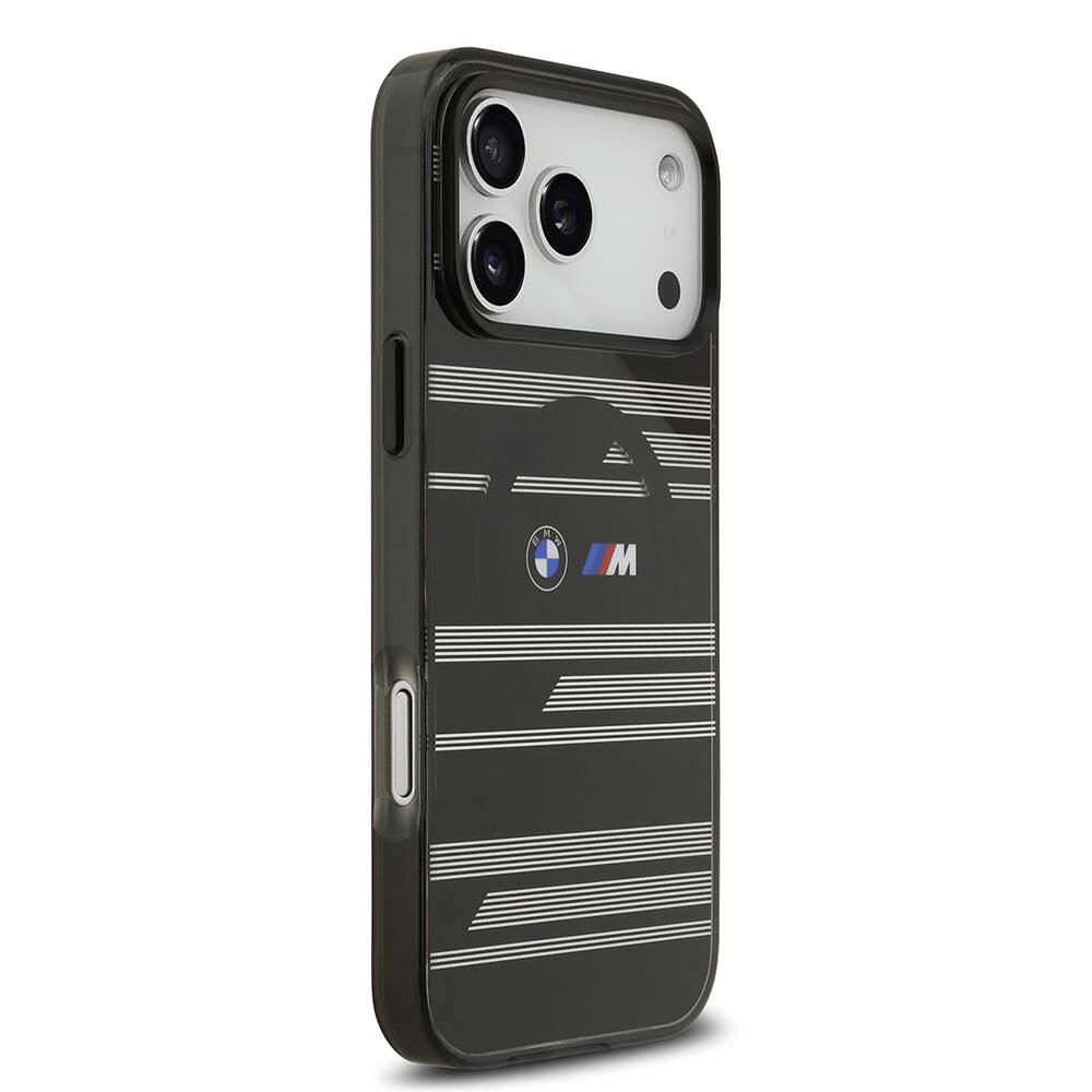 Apple iPhone 17 Pro Max Kılıf BMW Orjinal Lisanslı M-safe Şarj Özellikli Metal Kamera Butonlu Yatay Şeritli M Dizayn Kapak - 21