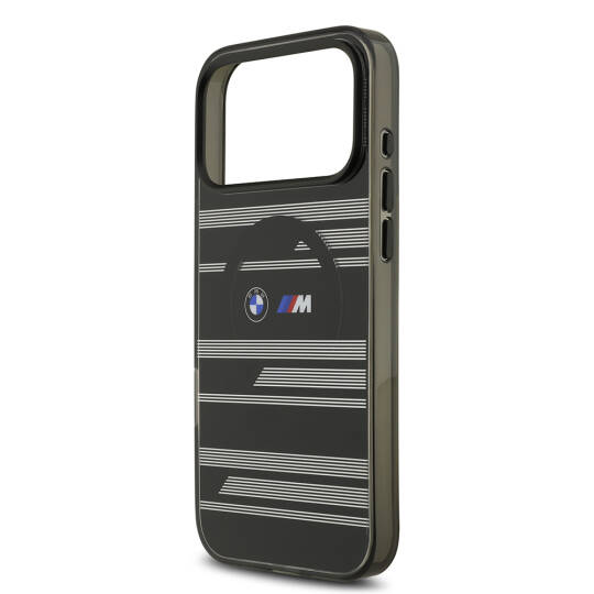Apple iPhone 17 Pro Max Kılıf BMW Orjinal Lisanslı M-safe Şarj Özellikli Metal Kamera Butonlu Yatay Şeritli M Dizayn Kapak - 23