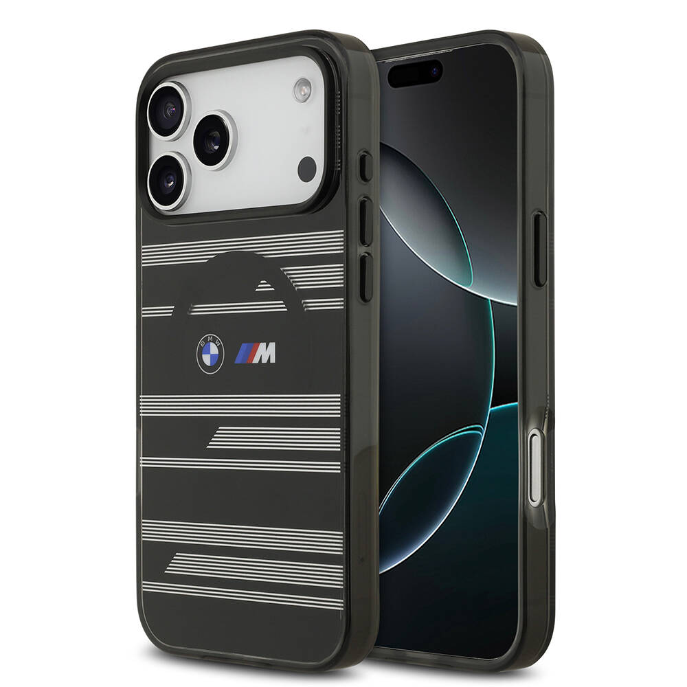 Apple iPhone 17 Pro Max Kılıf BMW Orjinal Lisanslı M-safe Şarj Özellikli Metal Kamera Butonlu Yatay Şeritli M Dizayn Kapak - 3