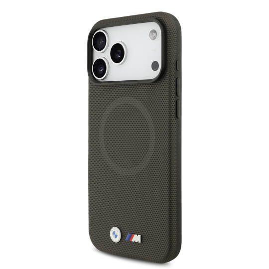 Apple iPhone 17 Pro Max Kılıf BMW Orjinal Lisanslı M-safe Şarj Özellikli Metal Logolu Delikli M Dizayn Deri Kapak - 7