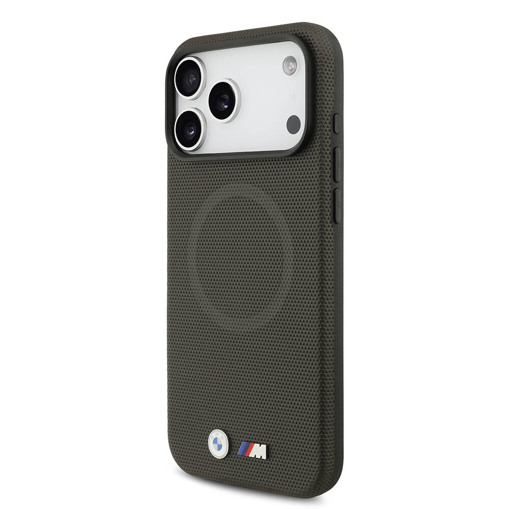 Apple iPhone 17 Pro Max Kılıf BMW Orjinal Lisanslı M-safe Şarj Özellikli Metal Logolu Delikli M Dizayn Deri Kapak - 7