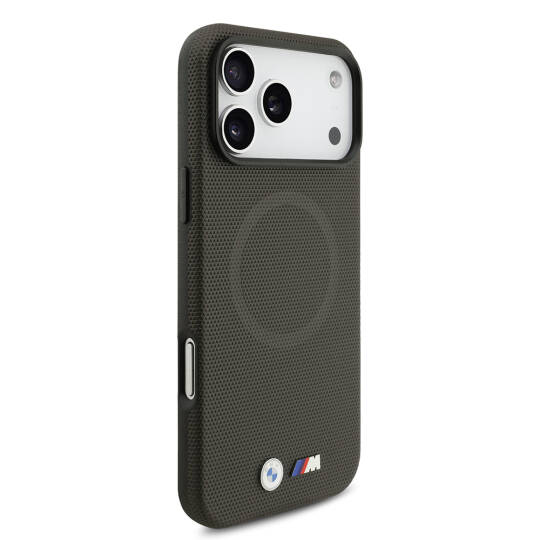 Apple iPhone 17 Pro Max Kılıf BMW Orjinal Lisanslı M-safe Şarj Özellikli Metal Logolu Delikli M Dizayn Deri Kapak - 9
