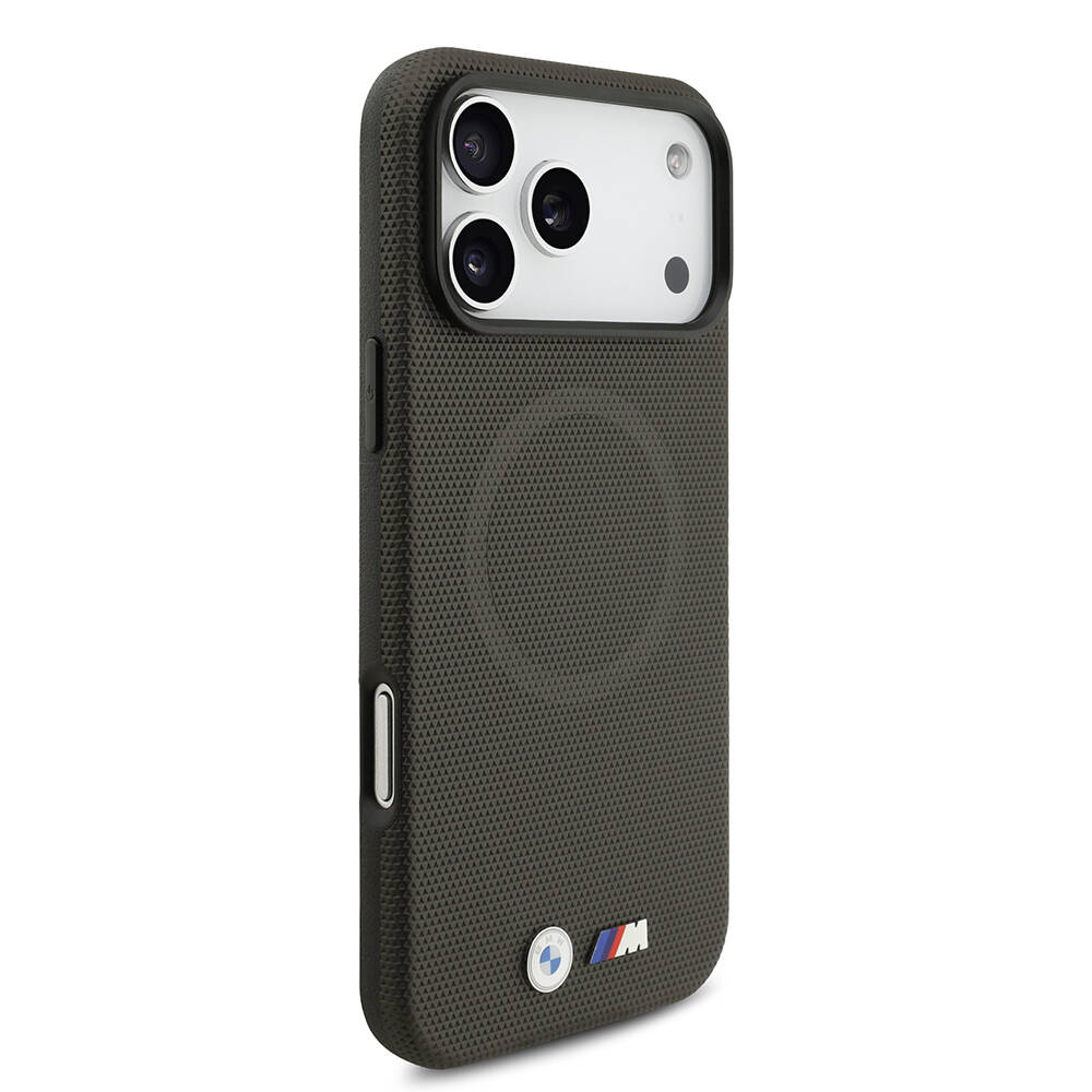 Apple iPhone 17 Pro Max Kılıf BMW Orjinal Lisanslı M-safe Şarj Özellikli Metal Logolu Delikli M Dizayn Deri Kapak - 9