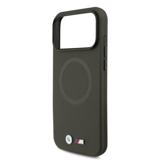 Apple iPhone 17 Pro Max Kılıf BMW Orjinal Lisanslı M-safe Şarj Özellikli Metal Logolu Delikli M Dizayn Deri Kapak - 11