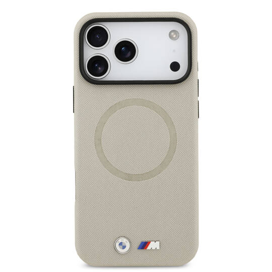 Apple iPhone 17 Pro Max Kılıf BMW Orjinal Lisanslı M-safe Şarj Özellikli Metal Logolu Delikli M Dizayn Deri Kapak - 20