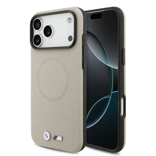 Apple iPhone 17 Pro Max Kılıf BMW Orjinal Lisanslı M-safe Şarj Özellikli Metal Logolu Delikli M Dizayn Deri Kapak - 4