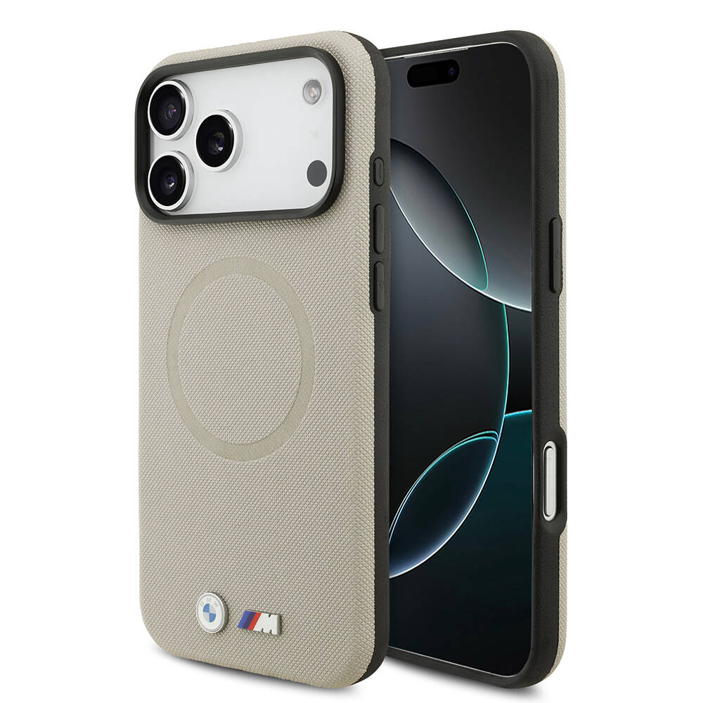 Apple iPhone 17 Pro Max Kılıf BMW Orjinal Lisanslı M-safe Şarj Özellikli Metal Logolu Delikli M Dizayn Deri Kapak - 4