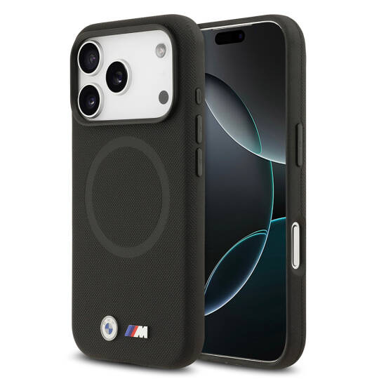 Apple iPhone 17 Pro Max Kılıf BMW Orjinal Lisanslı M-safe Şarj Özellikli Metal Logolu Delikli M Dizayn Deri Kapak - 3
