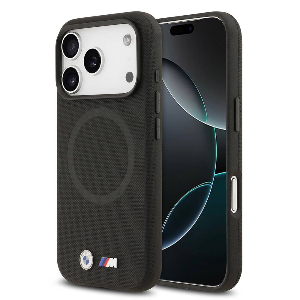 Apple iPhone 17 Pro Max Kılıf BMW Orjinal Lisanslı M-safe Şarj Özellikli Metal Logolu Delikli M Dizayn Deri Kapak - 3