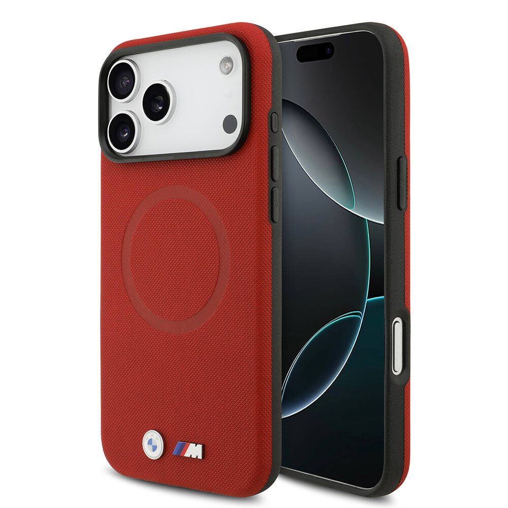 Apple iPhone 17 Pro Max Kılıf BMW Orjinal Lisanslı M-safe Şarj Özellikli Metal Logolu Delikli M Dizayn Deri Kapak - 1