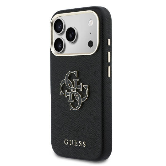 Apple iPhone 17 Pro Max Kılıf Guess Orjinal Lisanslı 4G Büyük Metal Kamera Çerçeveli PU Deri Resin Kapak - 26