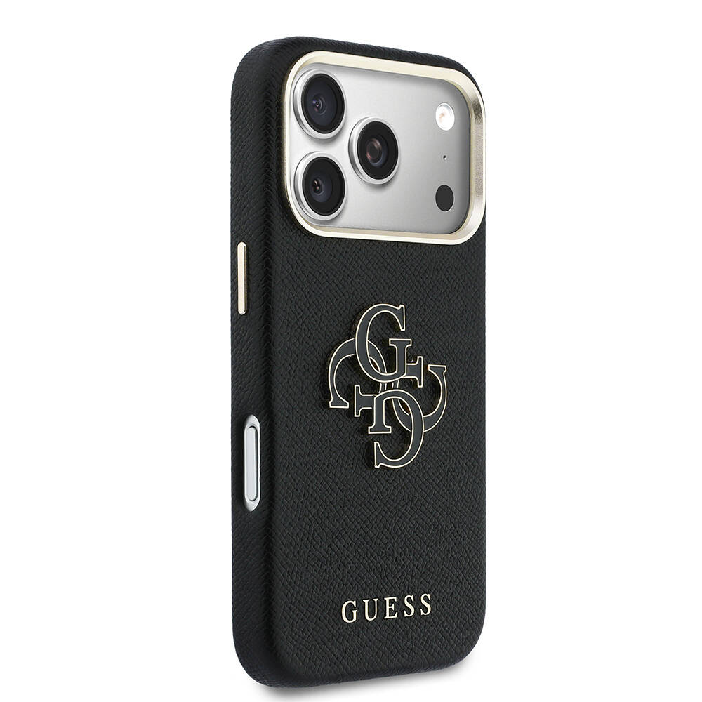 Apple iPhone 17 Pro Max Kılıf Guess Orjinal Lisanslı 4G Büyük Metal Kamera Çerçeveli PU Deri Resin Kapak - 28
