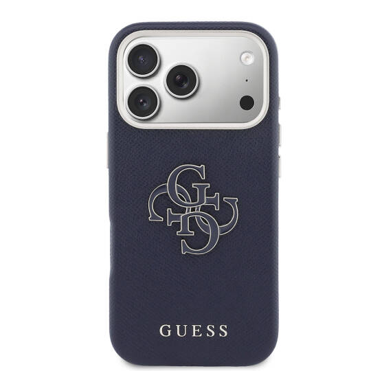 Apple iPhone 17 Pro Max Kılıf Guess Orjinal Lisanslı 4G Büyük Metal Kamera Çerçeveli PU Deri Resin Kapak - 19