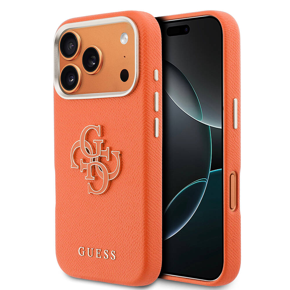 Apple iPhone 17 Pro Max Kılıf Guess Orjinal Lisanslı 4G Büyük Metal Kamera Çerçeveli PU Deri Resin Kapak - 9