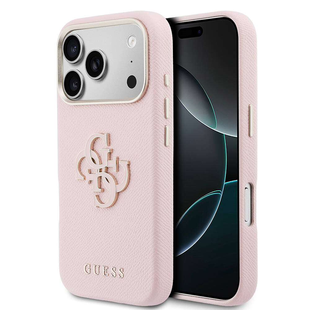 Apple iPhone 17 Pro Max Kılıf Guess Orjinal Lisanslı 4G Büyük Metal Kamera Çerçeveli PU Deri Resin Kapak - 1