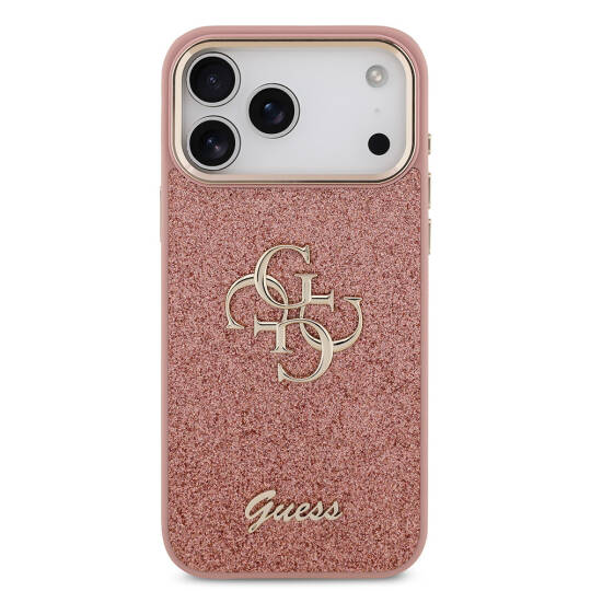 Apple iPhone 17 Pro Max Kılıf Guess Orjinal Lisanslı 4G Büyük Metal Kamera Çerçeveli ve Logolu Glitter Kapak - 7