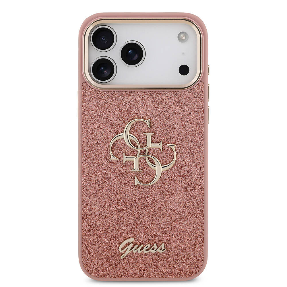 Apple iPhone 17 Pro Max Kılıf Guess Orjinal Lisanslı 4G Büyük Metal Kamera Çerçeveli ve Logolu Glitter Kapak - 7