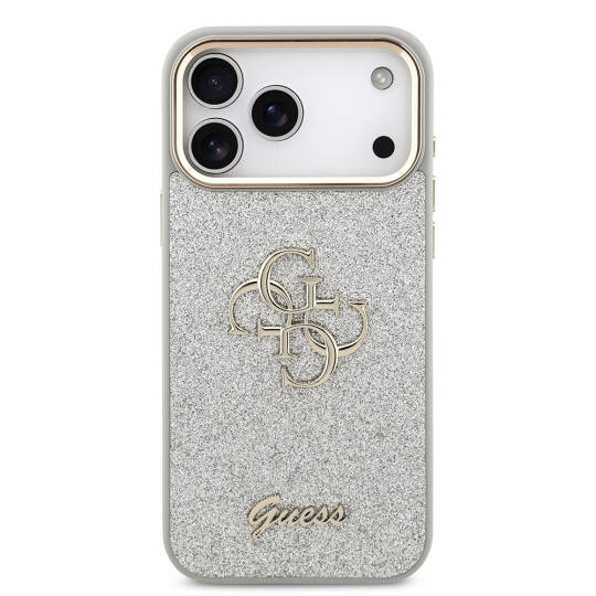 Apple iPhone 17 Pro Max Kılıf Guess Orjinal Lisanslı 4G Büyük Metal Kamera Çerçeveli ve Logolu Glitter Kapak - 14