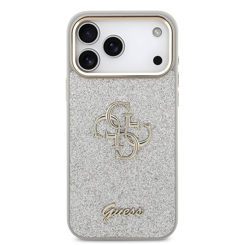 Apple iPhone 17 Pro Max Kılıf Guess Orjinal Lisanslı 4G Büyük Metal Kamera Çerçeveli ve Logolu Glitter Kapak - 14