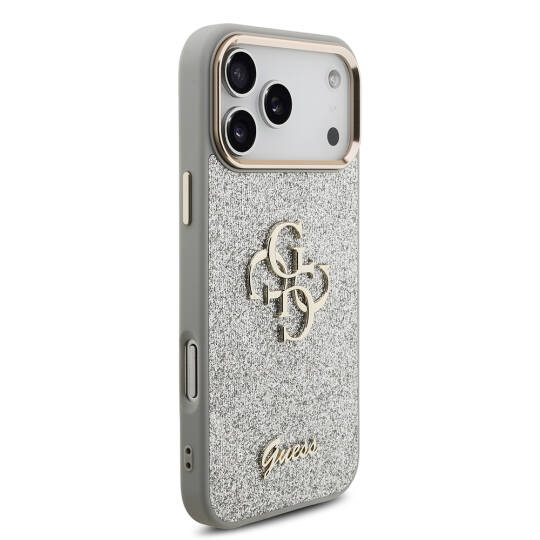 Apple iPhone 17 Pro Max Kılıf Guess Orjinal Lisanslı 4G Büyük Metal Kamera Çerçeveli ve Logolu Glitter Kapak - 15