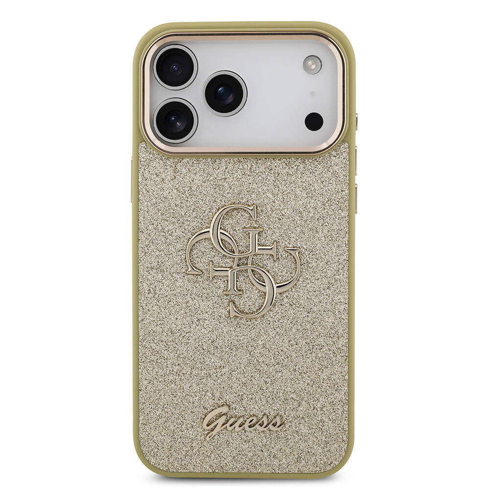 Apple iPhone 17 Pro Max Kılıf Guess Orjinal Lisanslı 4G Büyük Metal Kamera Çerçeveli ve Logolu Glitter Kapak - 21