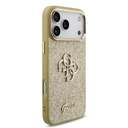 Apple iPhone 17 Pro Max Kılıf Guess Orjinal Lisanslı 4G Büyük Metal Kamera Çerçeveli ve Logolu Glitter Kapak - 22