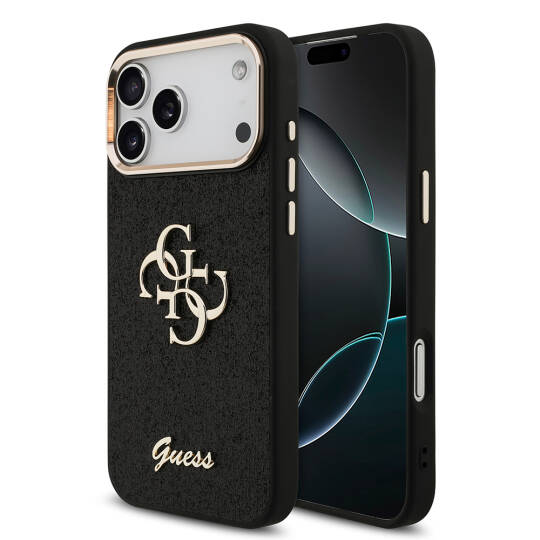 Apple iPhone 17 Pro Max Kılıf Guess Orjinal Lisanslı 4G Büyük Metal Kamera Çerçeveli ve Logolu Glitter Kapak - 3