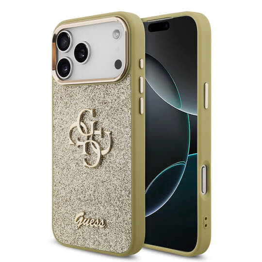 Apple iPhone 17 Pro Max Kılıf Guess Orjinal Lisanslı 4G Büyük Metal Kamera Çerçeveli ve Logolu Glitter Kapak - 2