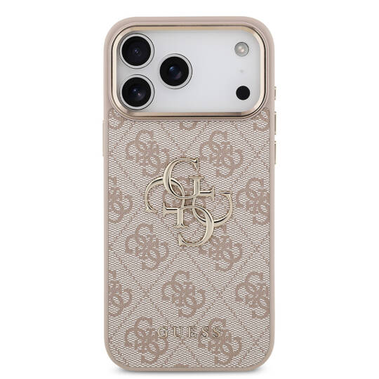 Apple iPhone 17 Pro Max Kılıf Guess Orjinal Lisanslı Gold Metal Kamera Çerçeveli 4G Desenli Metal Büyük 4G ve Yazı Logolu Kapak - 20