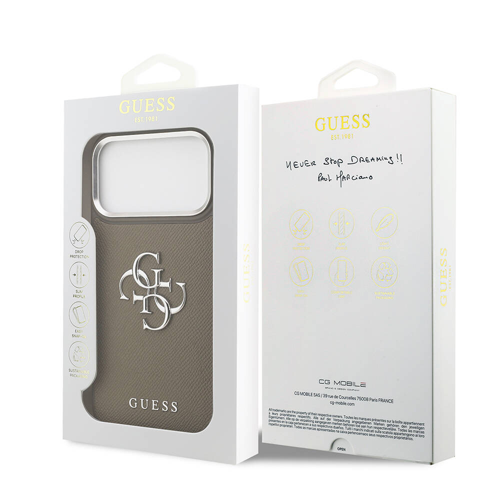 Apple iPhone 17 Pro Max Kılıf Guess Orjinal Lisanslı Grained 4G Metal Büyük Logolu Kapak - 9