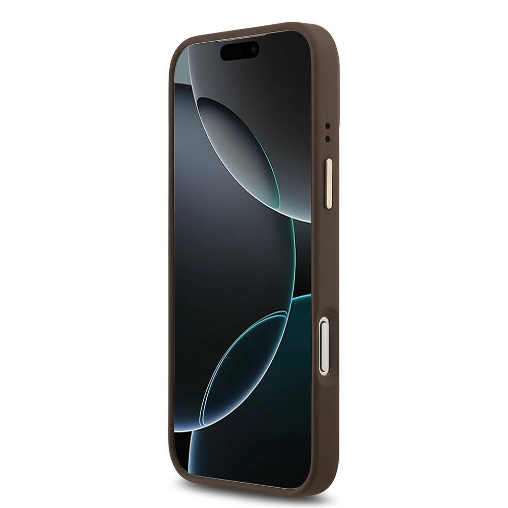 Apple iPhone 17 Pro Max Kılıf Guess Orjinal Lisanslı M-safe Şarj Özellikli 4G Desenli PU Metal Plaka Klasik Logolu Kapak - 7