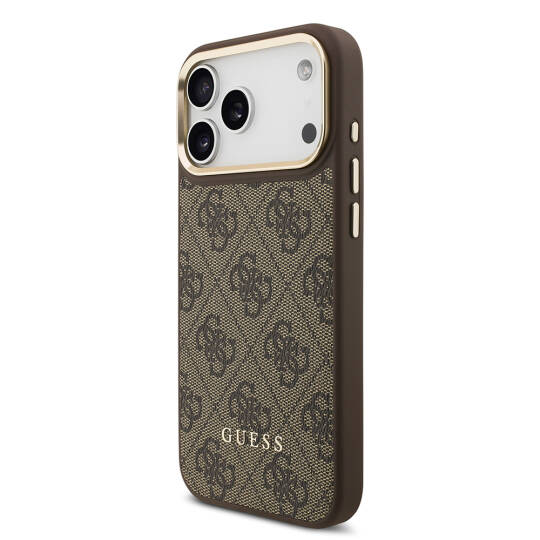 Apple iPhone 17 Pro Max Kılıf Guess Orjinal Lisanslı M-safe Şarj Özellikli 4G Metal Büyük Logolu Kartlıklı Kapak - 4