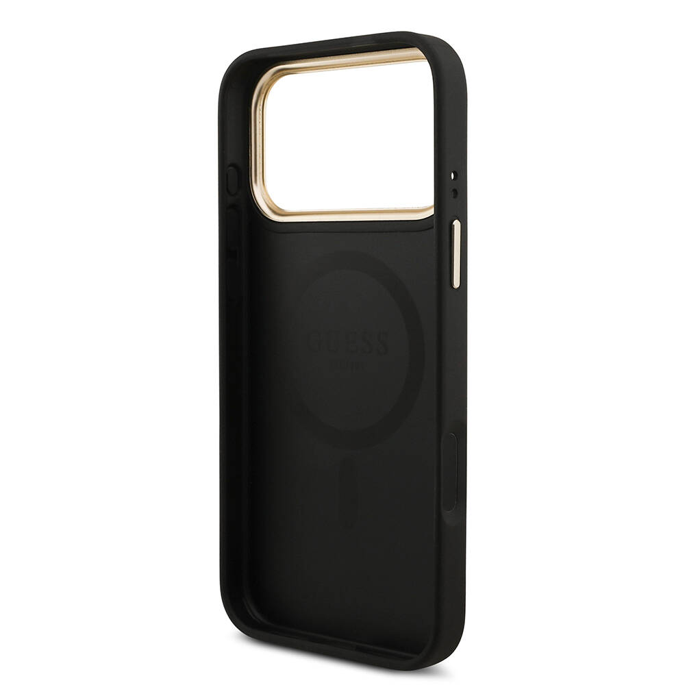 Apple iPhone 17 Pro Max Kılıf Guess Orjinal Lisanslı M-safe Şarj Özellikli 4G Metal Büyük Logolu Kartlıklı Kapak - 18