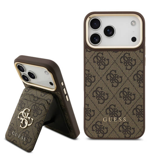 Apple iPhone 17 Pro Max Kılıf Guess Orjinal Lisanslı M-safe Şarj Özellikli 4G Metal Büyük Logolu Kartlıklı Kapak - 2