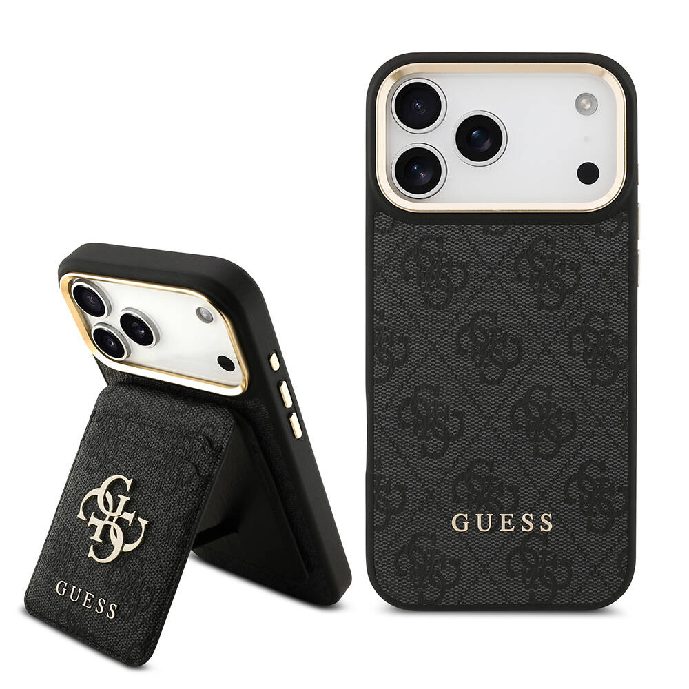 Apple iPhone 17 Pro Max Kılıf Guess Orjinal Lisanslı M-safe Şarj Özellikli 4G Metal Büyük Logolu Kartlıklı Kapak - 1